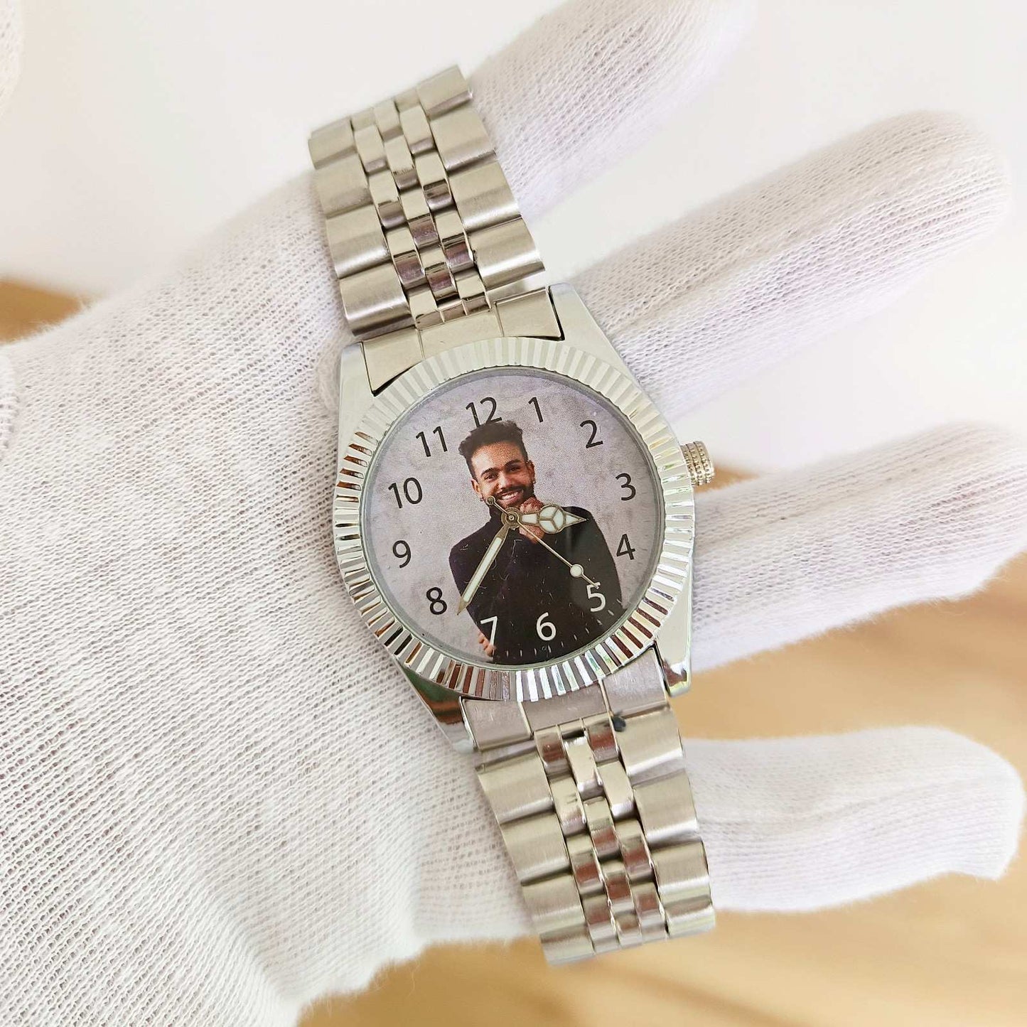 Gents Custom Photo Watch - silver